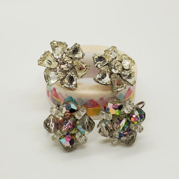 Vintage Zakian Laguna rhinestone crystal silvertone screw on - Picture 5 of 9